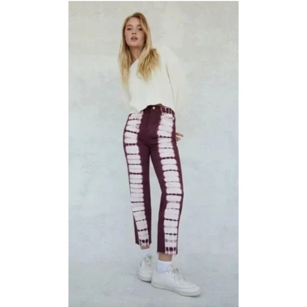 NWT Pacsun Raspberry Tie Dye High Rise Straight Jeans Size 27 Grunge‎ Button Fly